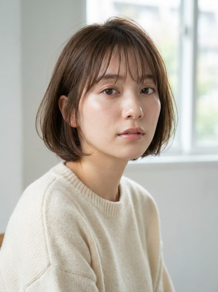 Kurzer Bob mit Wispy Bangs - Kurze Bob Frisur